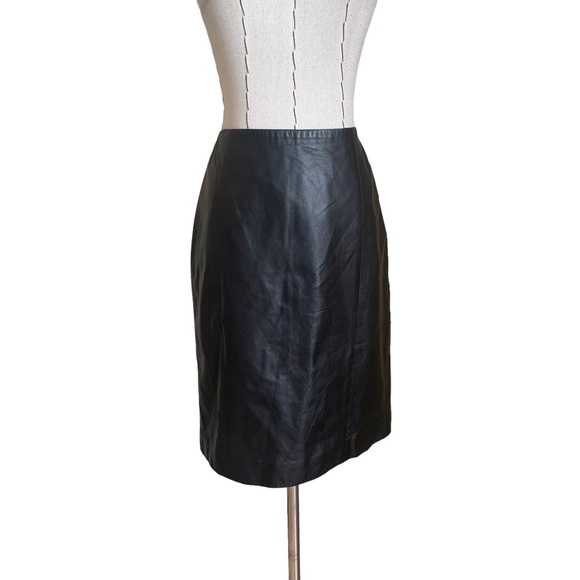 Paule Ka Black Leather Pencil Skirt with Zipper Detail size 38 - Picture 1 of 10